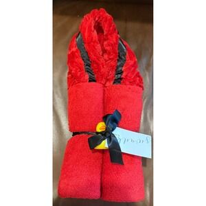 Swankie Blankie Minky Baby Ladybug Hooded Towel Red Plush Faux Fur Satin New